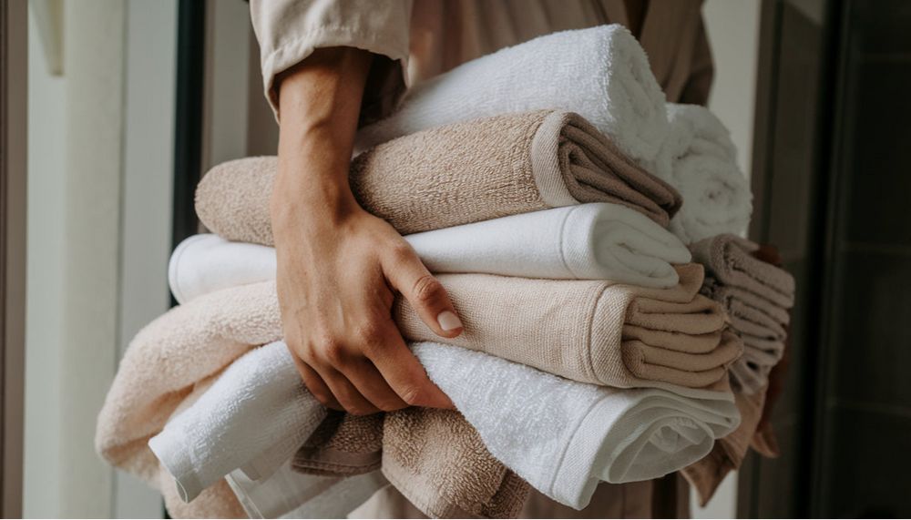 Folded Egyptian cotton towel set